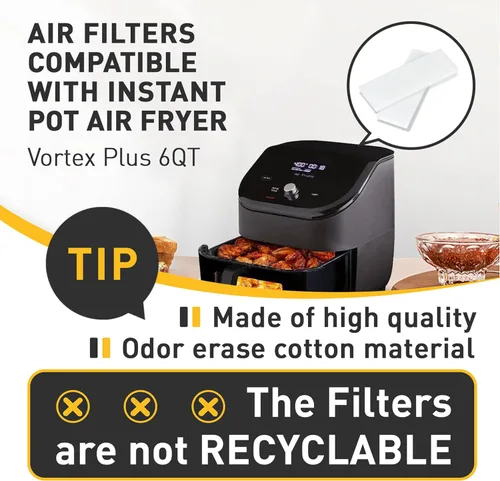 Vista 3 de 20 piezas de filtros de repuesto para freidora de aire Instant Vortex Plus de 6 cuartos de galón con ClearCook y OdorErase, filtros de aire