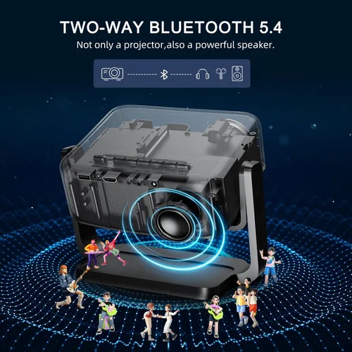 Vista 7 de Mini-proyector con WiFi y Bluetooth: [Soporte ajustable de 1000 ANSI/360°/enfoque eléctrico/Keystone automático] Proyector de techo portátil