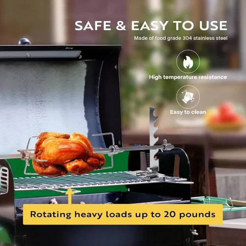 Vista 2 de VIVOHOME Kit de parrilla de asador de acero inoxidable 304 con motor de 120V 4W