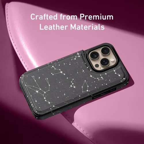 Vista 1152 de LETO para iPhone 15 Pro Funda tipo cartera - Tapa tipo folio con patada - Diseños de moda - Tarjetero - Funda protectora para mujeres y niñas - 6.1