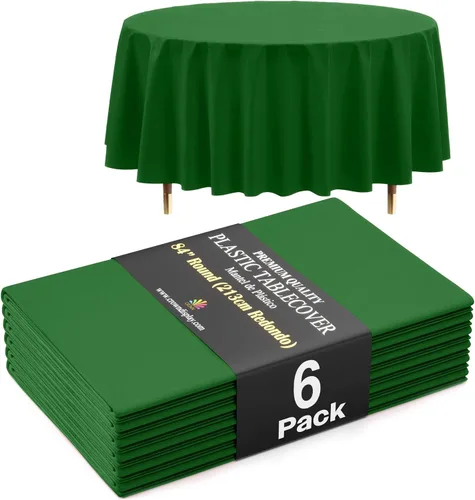 Vista 43 de Exquisite 66% Thicker Premium Aqua Round Tablecloth 0.5 Mil 6 Pack Plastic Table Cloth Disposable 84 Inch Round Plastic Tablecloth Won't Tear Easily