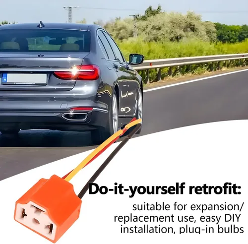 Vista 3 de BESULEN 4 unidades de arnés de cableado H4 HB2 9003 para faros delanteros, conector de cerámica resistente para faros delanteros, universales