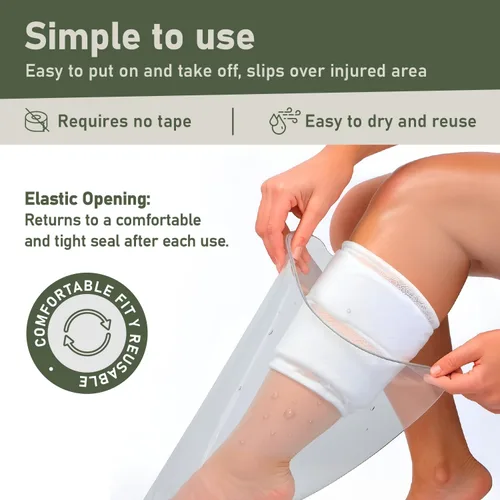 Vista 6 de Water Tight Seal Cast Covers for Shower Leg - Reusable 2pk - Leg 100% Waterproof Cast Cover for Showering - Cast Protector for Shower Leg Adult