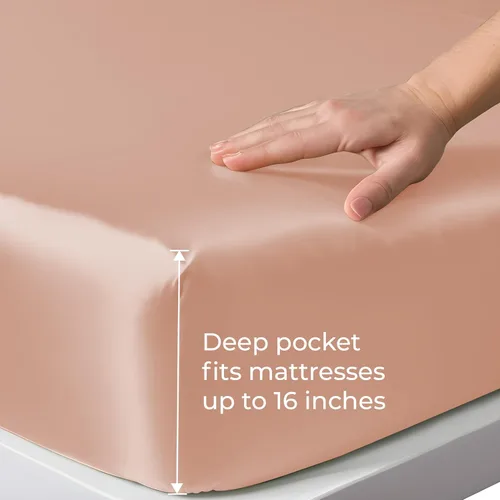 Vista 63 de Linenwalas - Sábana bajera de bambú, con bolsillo profundo, elástico y seguro, ropa de cama suave y refrescante perfecta para el cuidado de la piel