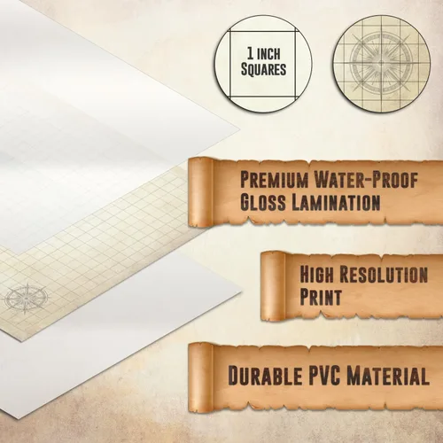 Vista 5 de Melee Mats DND Map Starter Set - 24" x 36", Rejilla de Terreno de Batalla de Borrado Húmedo y Seco para Calabozos y Dragones - Experiencia