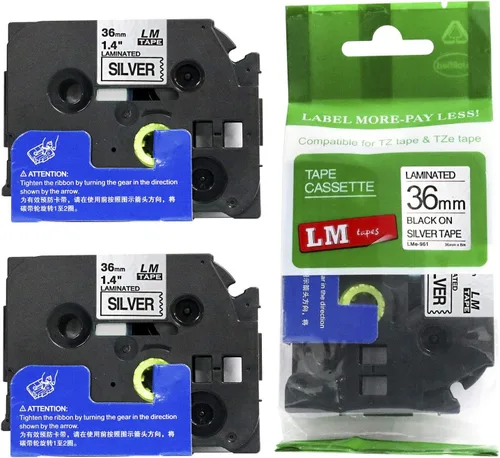 Vista 40 de 2/Pack LMe561 Premium 1.5" Black Print on Blue Label Tape, Compatible with Brother TZe-561 P-Touch Tape 36mm Laminated Replacement Label Tape.