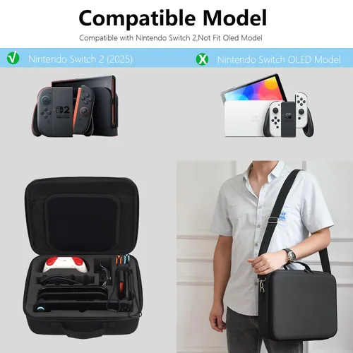 Vista 4 de Portable Hard Shell Carrying Case for Nintendo Switch 22025,Deluxe Travel Storage Protective Carrying Case Bag for Switch 2 Console Controller