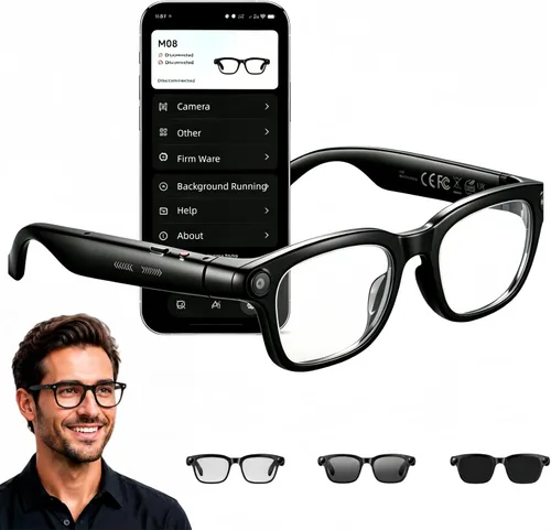 Gafas inteligentes mejoradas con IA con cámara, video 4K de 8MP