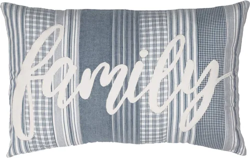 VHC Brands Sawyer Mill - Almohada decorativa familiar azul para sofá, sofá o cama, 14 x 22 pulgadas