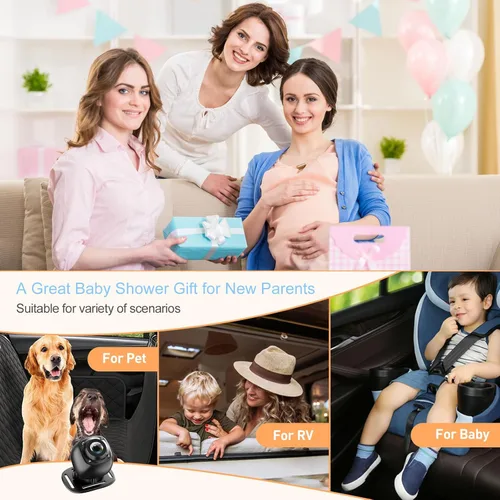 Vista 5 de Monitor de cámara de coche para asiento trasero - Espejo de coche para bebé - Cámara de seguridad para asiento trasero infantil con pantalla de 4.3