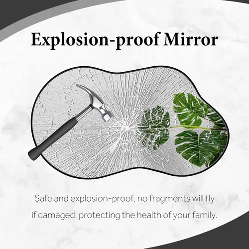 Vista 6 de Dorlicecass Espejo de pared irregular, espejos decorativos de 20 x 36 pulgadas, espejo asimétrico negro de vidrio templado, marco de aleación