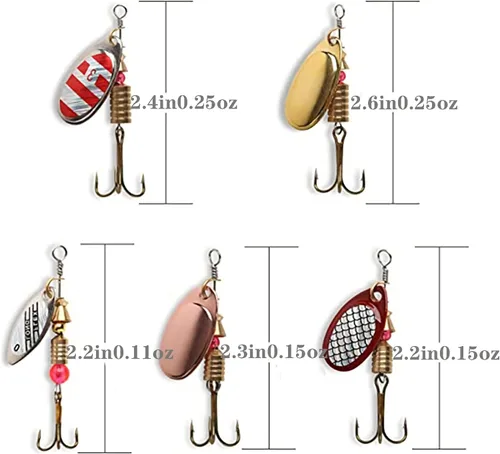 Vista 3 de 10 señuelos de pesca de primera calidad para trucha lubina, kit de cebos coloridos de metal duro, para agua dulce y salada, con cajas de aparejos