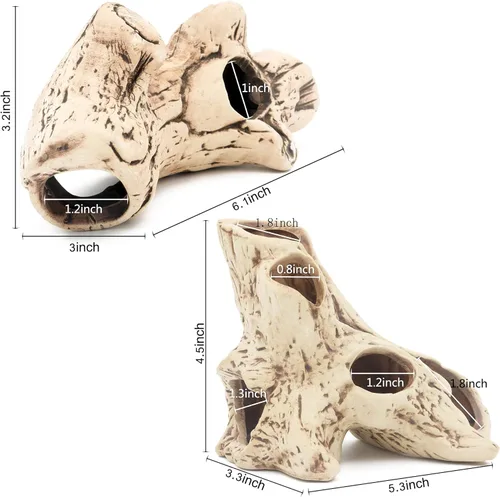 Vista 2 de ALEGI Decoración de acuario, cuevas de roca, escondite para camarones, cíclidos, decoración de escondite de peces betta, seguro para tanques de agua