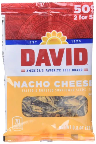 Semillas de girasol David Seeds, queso Nacho, 0.8 onzas, 36 unidades