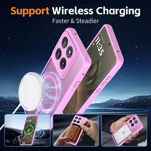 Vista 3 de Funda para Motorola Moto Edge 2025, compatible con Magsafe Rosa