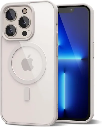 Vista 116 de oakxco Funda magnética transparente compatible con Magsafe, delgada, transparente, no amarillea, híbrida de silicona suave y cubierta protectora