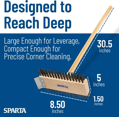 Vista 4 de SPARTA 4002600 Cepillo de parrilla de acero inoxidable, raspador de parrilla con mango largo para limpieza comercial, cocinas, restaurantes, baños