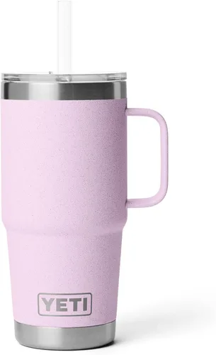 Vista 78 de YETI Rambler - Vaso de 25 onzas con asa y tapa con popote, vaso de viaje para agua, vaso aislado al vacío con asa, acero inoxidable, apicultor