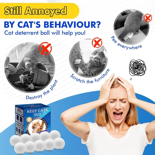 Vista 3 de Cat Deterrent Outdoor & Indoor: 10Pack 100% Natural Cat Repellent Essential Oils Ball, Keep Cats Off Lawn, Yard, Plants, Garden, Mulch & Flower