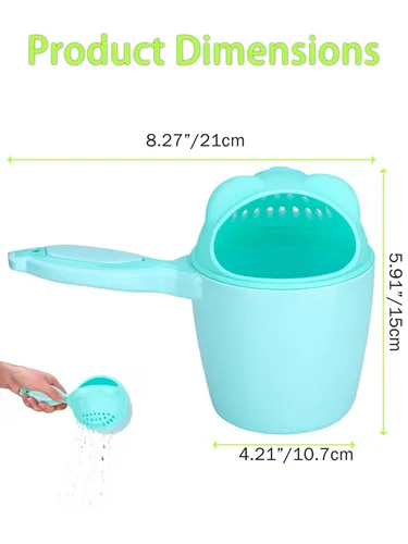 Vista 2 de Desmontable cascada libre de lágrimas bebé enjuague taza, champú Flusher para baño de cabello (verde)