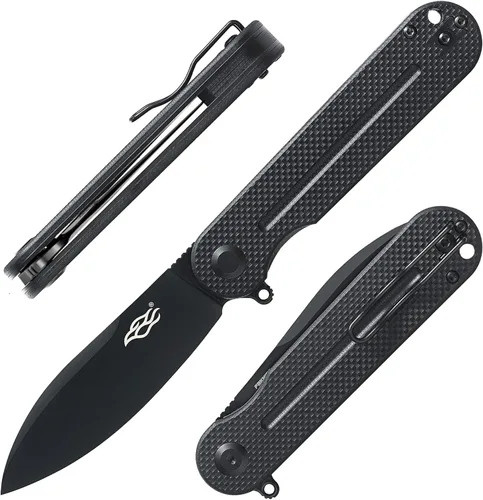 Firebird Ganzo FH922PT-BK EDC Navaja de bolsillo plegable con filo de navaja, acero inoxidable D2, hoja negra, mango G10 con clip, cuchillo de