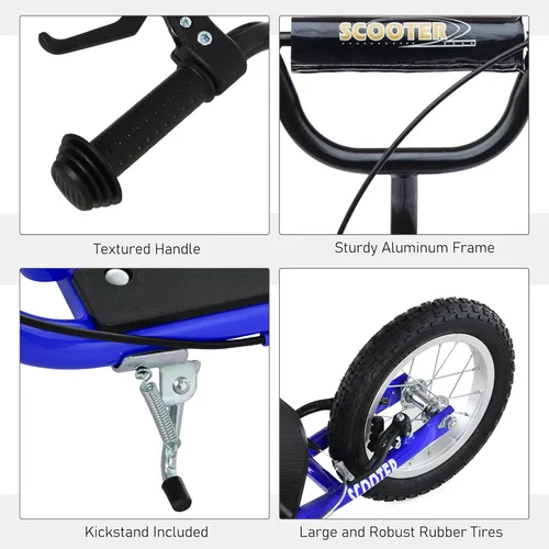 Vista 6 de Aosom Youth Scooter Kick Scooter for Kids 5+ with Adjustable Handlebar 16" Front and 12" Rear Dual Brakes Inflatable Wheels