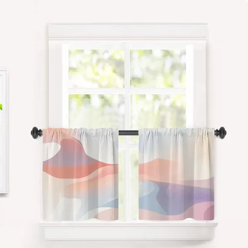 Vista 27 de Maritime Ocean Cafe Curtains,Anchors Nautical Art Blackout Tier Curtain Multilayer Polyester Short Kitchen Drapes 2 Pack 26X24 Inches