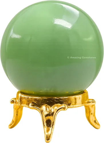 Vista 53 de Amazing Gemstone Bola de cristal de Yaxaita con soporte, bolas de meditación de esfera de cristal de 1.5 pulgadas para brujería y bolas decorativas