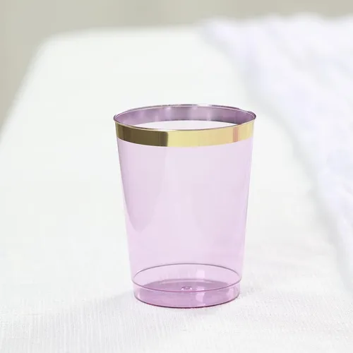 Vista 12 de Efavormart - Paquete de 25 vasos de plástico color ámbar dorado de 10 onzas con borde dorado, vasos de cristal teñido cálido para Acción de Gracias
