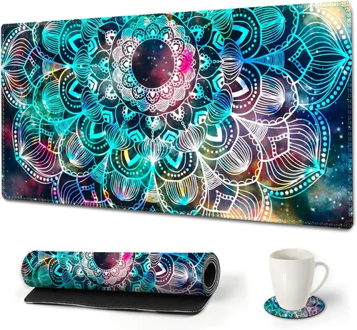 Vista 9 de AIMSA Alfombrilla de mouse grande para juegos extendida con borde cosido, alfombrilla de mouse para teclado y mouse con base de goma antideslizante