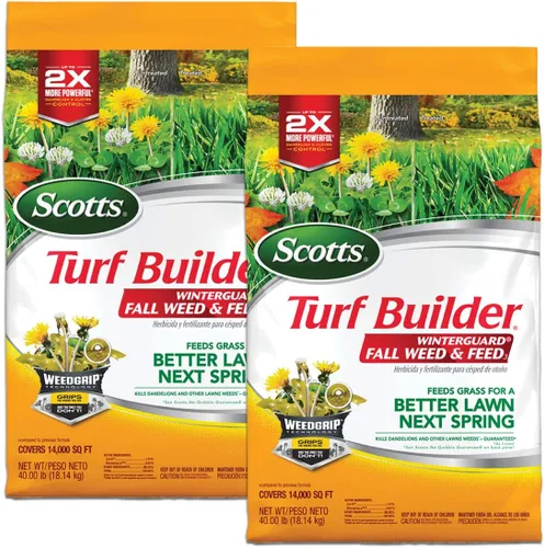 Vista 13 de Scotts Turf Builder WinterGuard Fall Weed & Feed3, Herbicida Plus Fertilizante de Otoño, 4,000 pies cuadrados, 11.43 libras.