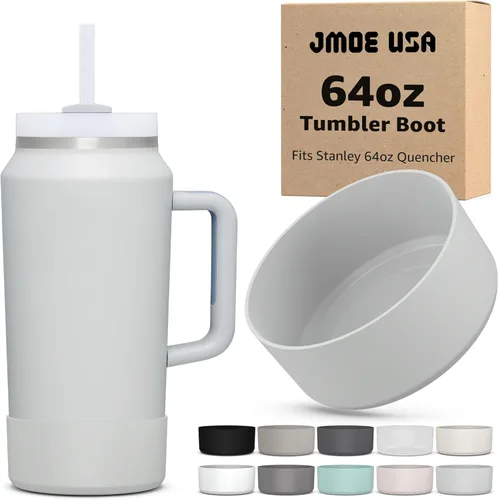 Vista 11 de Jmoe USA Funda para vaso Stanley Quencher H2.0 FlowState de 64 onzas con asa, silicona sin BPA, protector de funda para la parte inferior