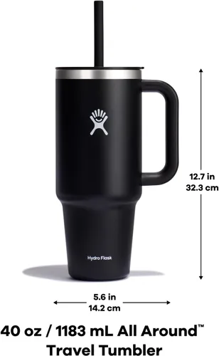 Vista 8 de Hydro Flask Vaso de Viaje de 40 Oz con Asa, Tapa y Pajita - Acero Inoxidable Aislado en 40 Oz Birch
