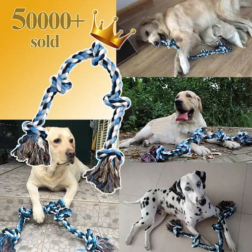 Vista 7 de LECHONG Juguetes para Perros Masticadores Agresivos, Juguetes de Cuerda Resistentes para Perros Grandes y Medianos, Cuerda de Algodón Indestructible