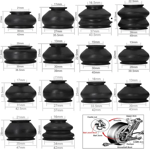 Vista 6 de 14 piezas de cubierta protectora de polvo de goma para brazo de varilla giratoria universal, cabeza de bola de unión para auto, accesorios