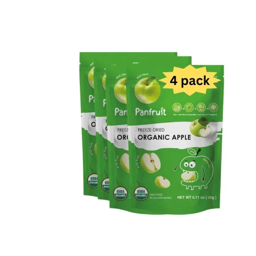 Panfruit Snacks de manzana orgánica liofilizados, paquete de 4 (0.71 onzas cada uno), sin azúcar añadido, sin OMG, aperitivo saludable de frutas