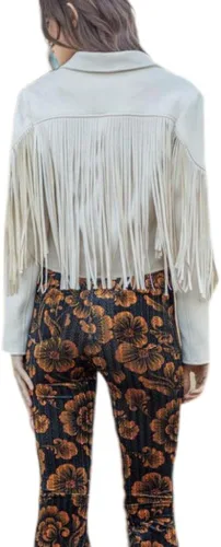 Vista 9 de Chaqueta de motociclista de ante sintético con borlas para mujer