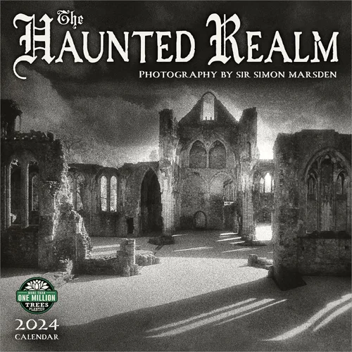 The Haunted Realm 2024 Wall Calendar by Sir Simon Marsden 12" x 24" Open Amber Lotus Publishing