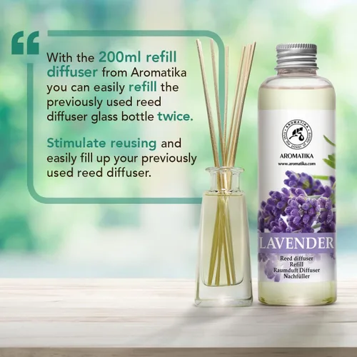 Vista 6 de Recambio de difusor de varillas de lavanda de 6.8 onzas líquidas, repuesto de Lavanda, difusor de fragancia para habitación con aceite esencial