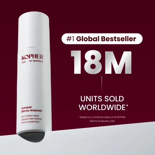 Vista 3 de Kopher Curepair Derma Facial Serum Spray Mist 4ever, con ampolla de renovación de la piel de 10GF e iluminadora para pieles sensibles, reduce