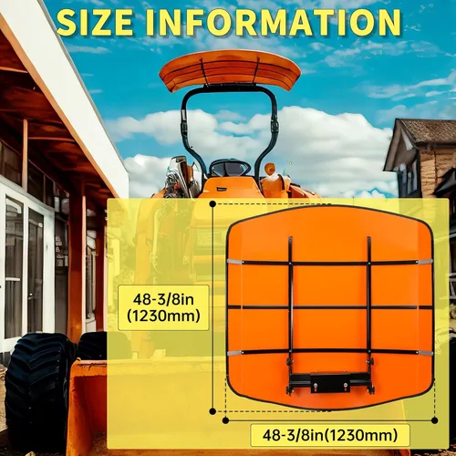 Vista 3 de ECOTRIC Toldo de tractor para ROPS de 48-3/8 x 48-3/8 pulgadas, toldo naranja para paraguas de tractor y cortacéspedes