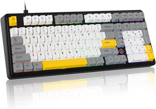 Vista 10 de FIRSTBLOOD ONLY GAME. AK980 Gaming Mechanical Keyboard - 101-Key Hot-Swap Gasket Mount USB Wired Keyboard with Pre-Lubed Red Switches, NKRO, for
