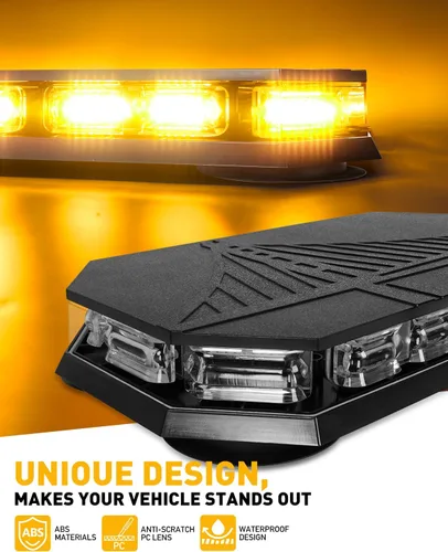 Vista 2 de HLauto - Barra de luces estroboscópicas para techo (102 LED, color ámbar)