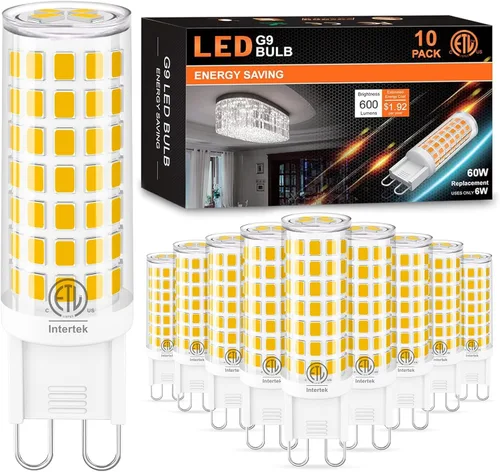 Vista 11 de hansang Bombilla LED G9 con base de cerámica de 2700 K, blanco suave, equivalente a halógenos de 60 W, bombillas LED T4, base G9 para iluminación