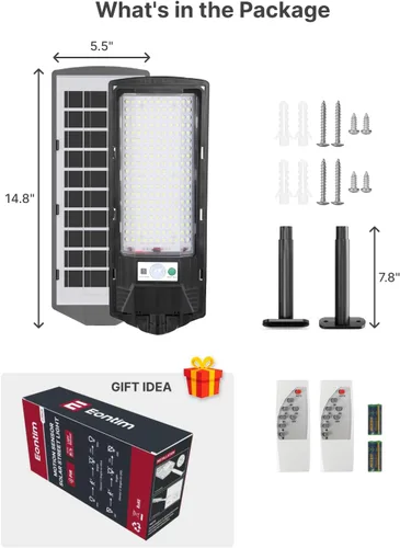 Vista 9 de Luces solares impermeables para exteriores, 3000 lúmenes, luz de inundación LED con sensor de movimiento, iluminación de seguridad al aire libre