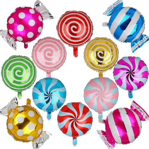 Juego de globos de caramelo dulce con temática de remolino, helio, globos de aluminio de Mylar para fiesta, cumpleaños, suministros de decoración de