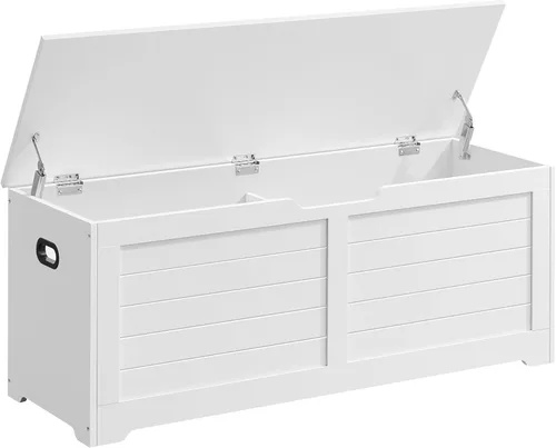Vista 15 de VASAGLE Baúl de almacenamiento, banco de almacenamiento con 2 bisagras de seguridad, estilo granja, 15.7 x 31.5 x 18.1 pulgadas, para entrada