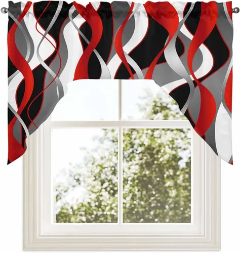 Vista 11 de Cortinas de cocina con festón de Navidad, cenefa con bolsillo para barra, paneles de cortina para dormitorio, sala de estar, baño, cafetería