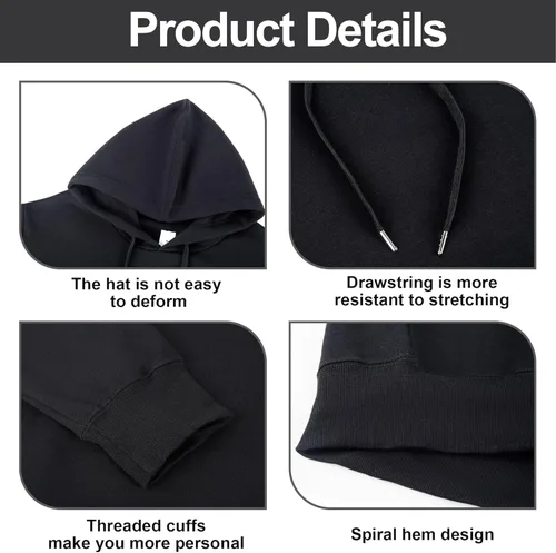 Vista 6 de Zrycn Mens Hoodie Sweatshirt for Men, Plush Pullover Hooded Sweatshirts for Men, Soft Cotton-Blend Plain Casual Hoodies