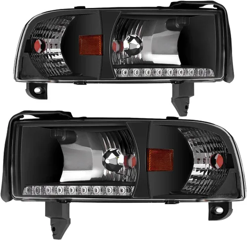 AUTOSAVER88 Conjunto de faro DRL Compatible con Dodge Ram 1500 1994-01/1994 1995 1996 1997 1998 1999 2000 2001 2002 Dodge Ram 2500 3500 (con DRL)